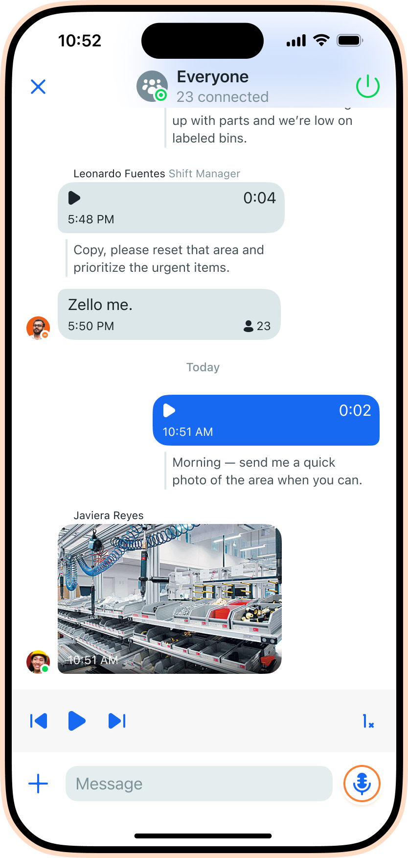 Zello product UI showing History screen