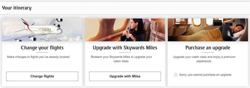 upgrade Emirates flight with miles