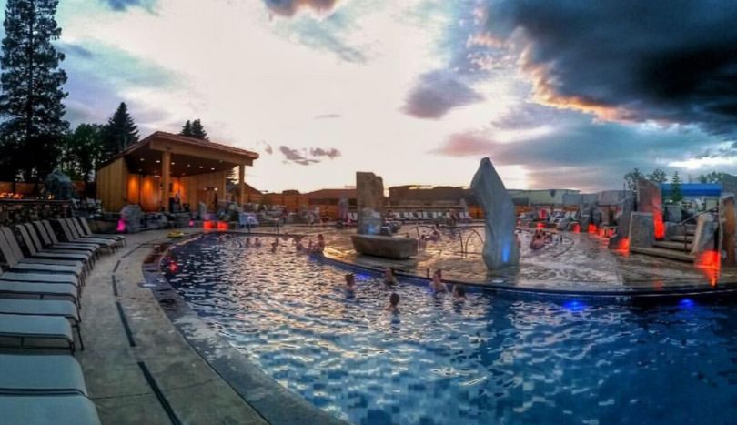 taking bath at Bozeman Hot Springs