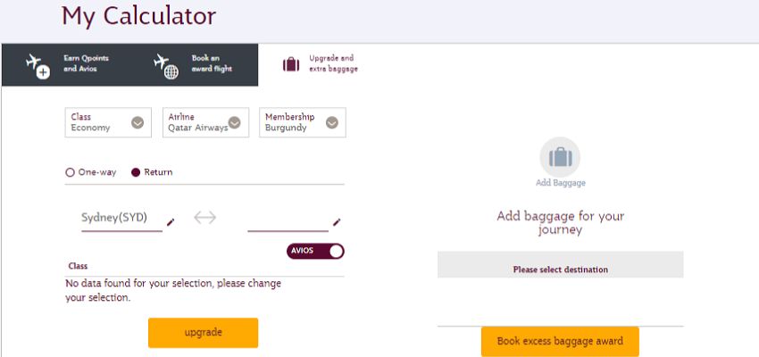 Qatar Airways My Calculator