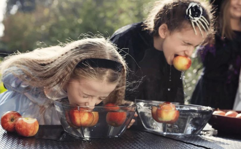 Halloween, apple picking