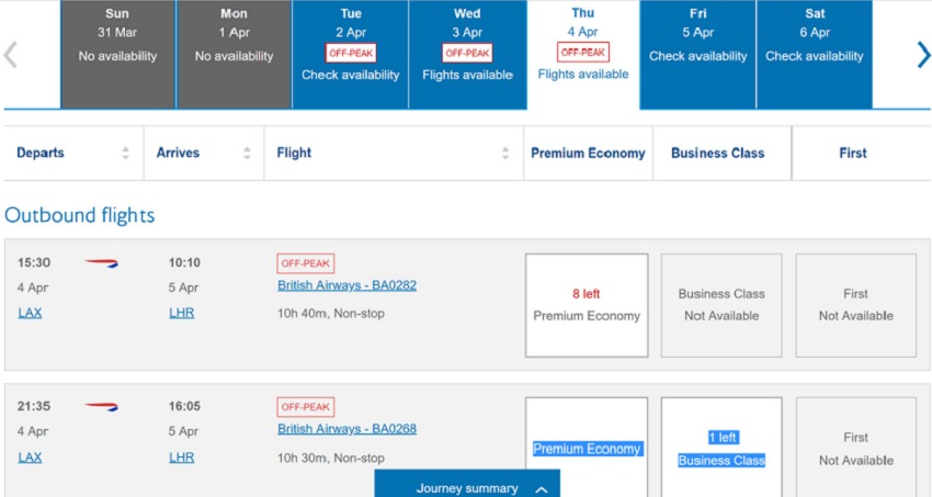 British Airways Upgrade