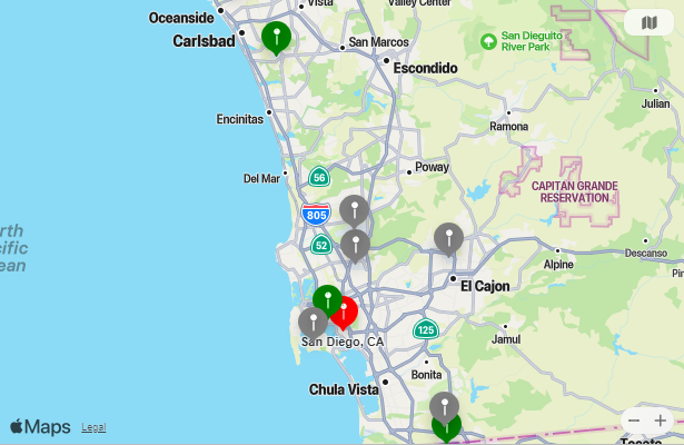 Map of Closest Airports San Diego
