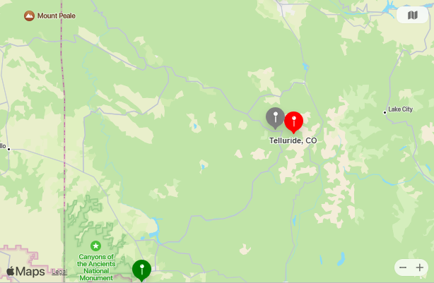 Map of Closest Airports Telluride
