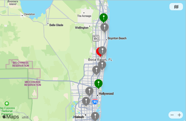 Map of Closest Airports Boca Raton, Florida