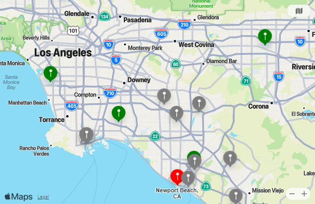 Map of Closest Airports Newport Beach, California