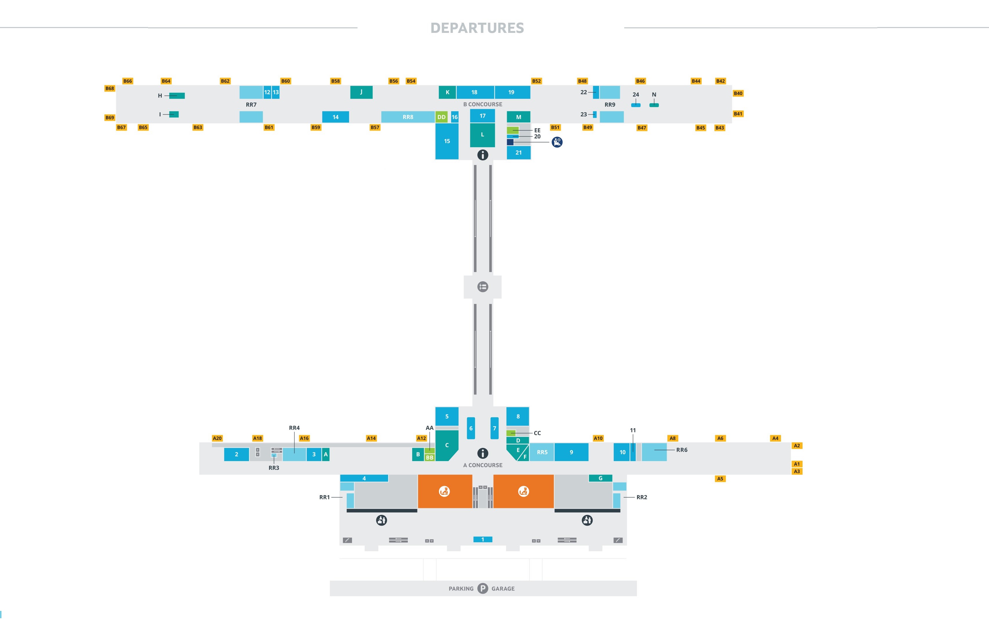 Kansas City Airport Departure Map