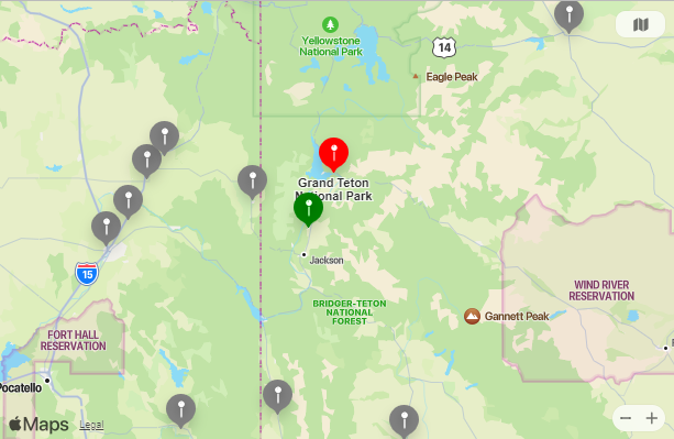 Map of Closest Airports Grand Teton, Wyoming