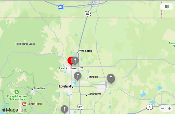 Map of Closest Airports Fort Collins, Colorado