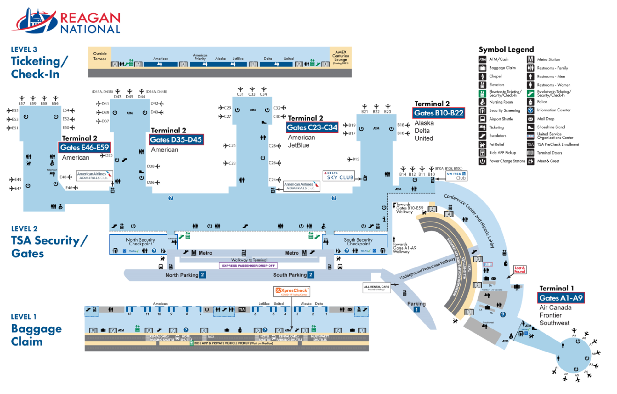 Southwest DCA Terminal Map