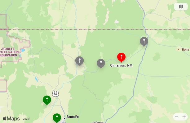 Map of Closest Airports Cimarron, New Mexico