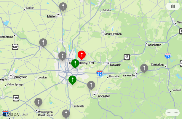 Map of Closest Airports New Albany, Ohio