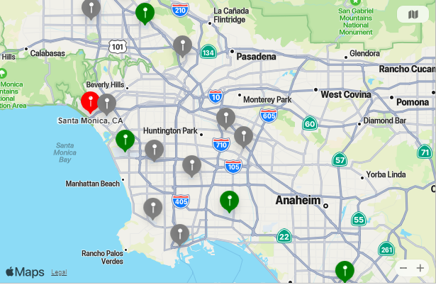 Map of Closest Airports Santa Monica, California