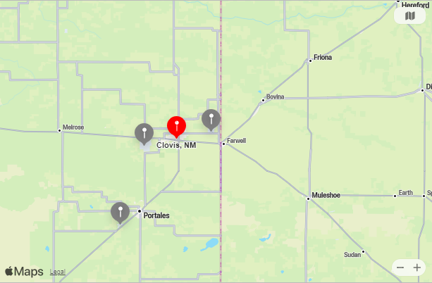 Map of Closest Airports Clovis, New Mexico