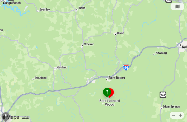 Map of Closest Airports Fort Leonard Wood