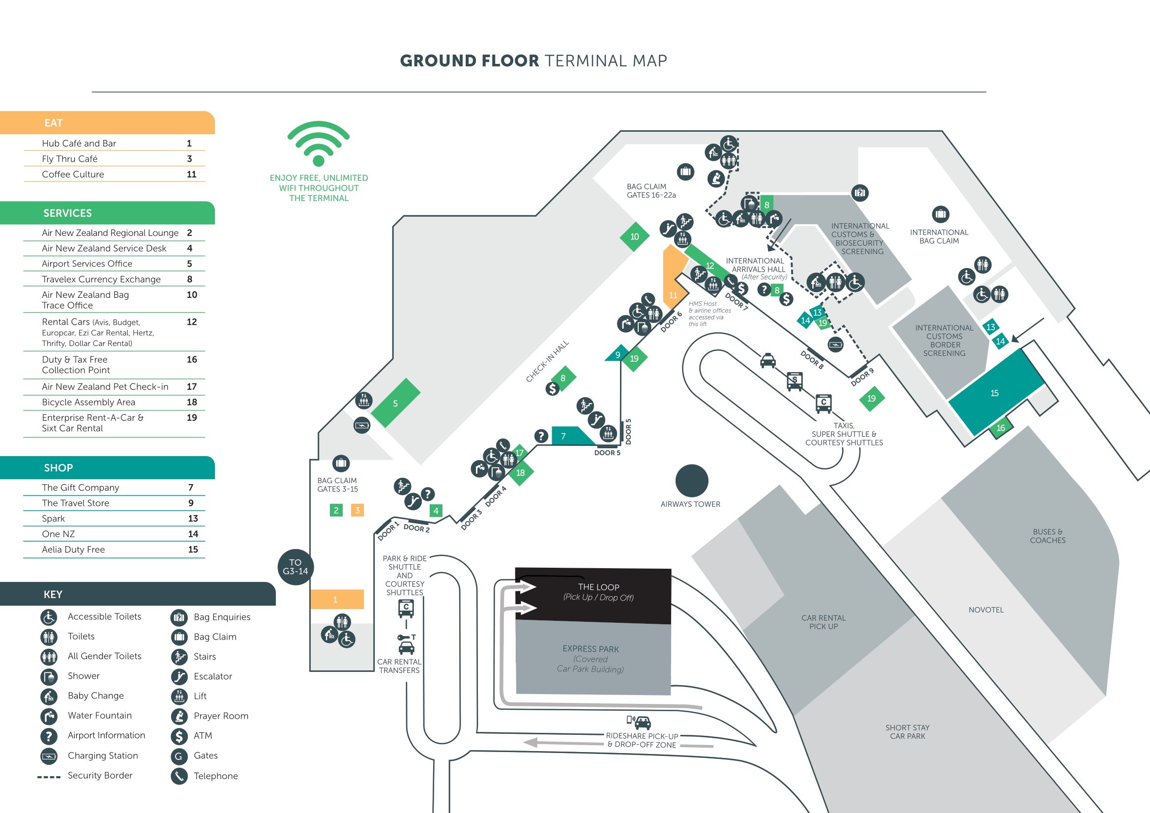 Christchurch Airport Ground Floor Terminal Map
