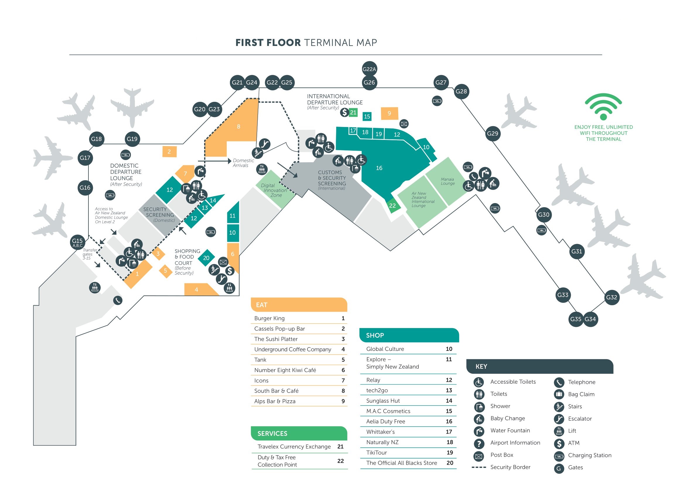 Christchurch Airport First Floor Terminal Map