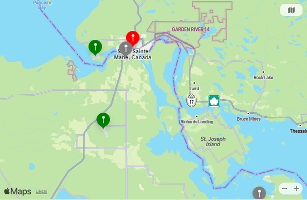 Map of Closest Airports Sault Ste Marie, Ontario