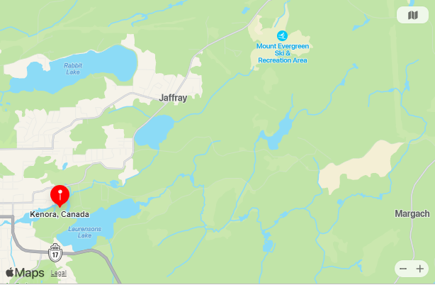 Map of Closest Airports Kenora, Ontario