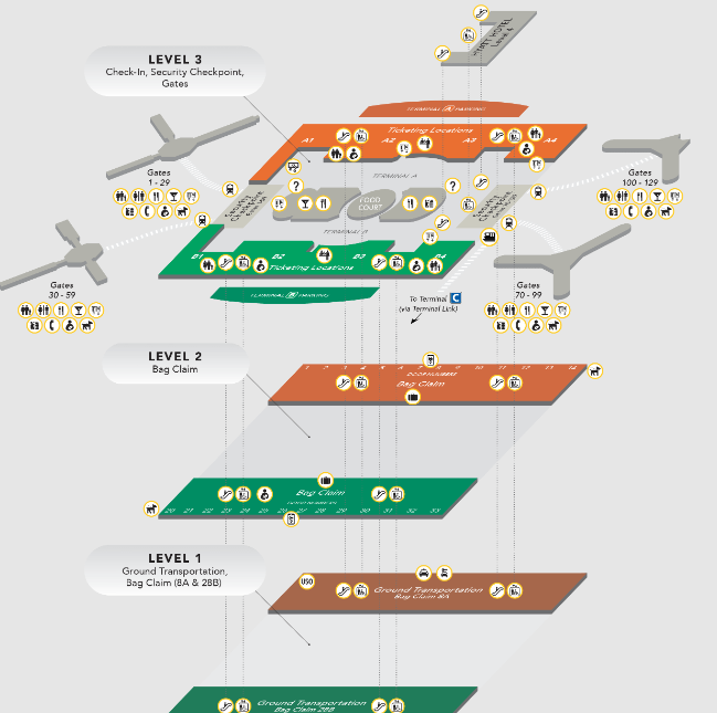 Map of Spirit Airlines MCO Terminal A