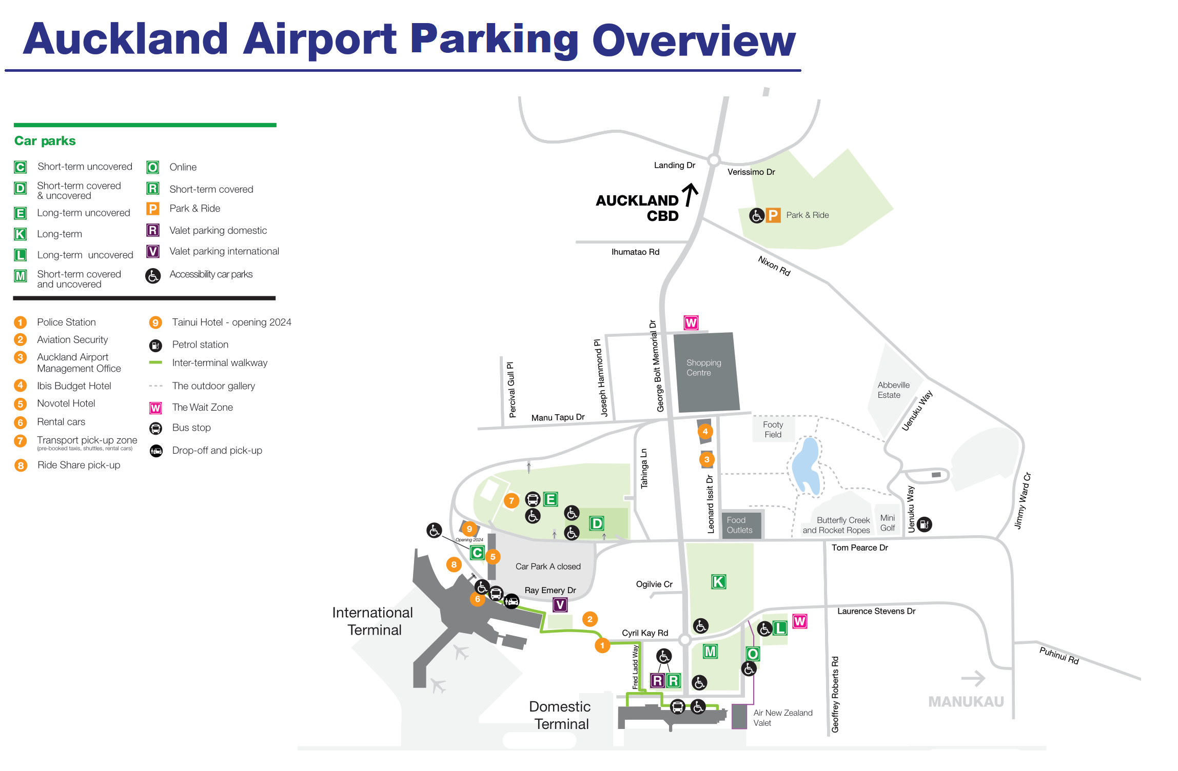 Auckland Airport Parking Map