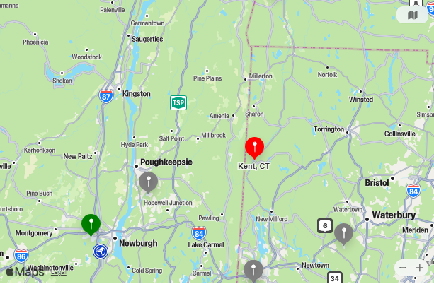 Map of Closest Airports Kent, Connecticut