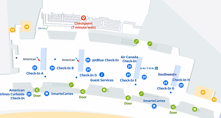 JetBlue Airlines LGA Airport Terminal B map 