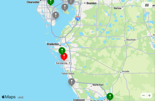 Map of Closest Airports Sarasota Beach