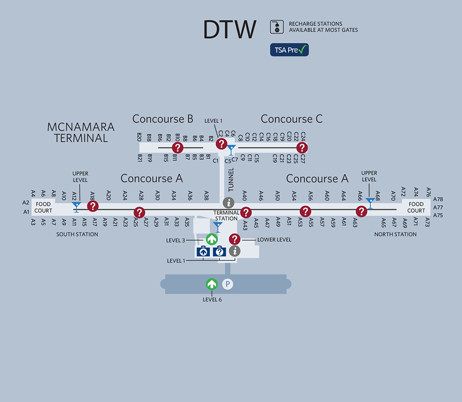 Royal Jordanian DTW Terminal Map