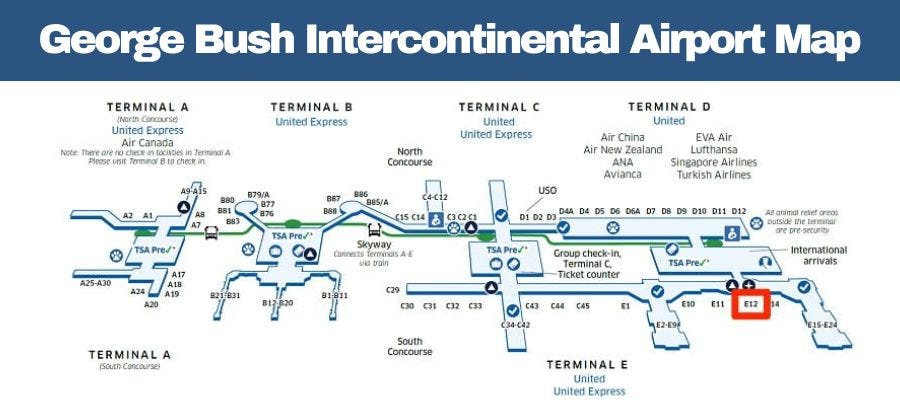 Royal Jordanian IAH Terminal Map