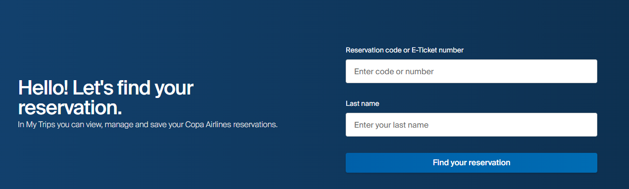 Copa Airlines Manage Booking