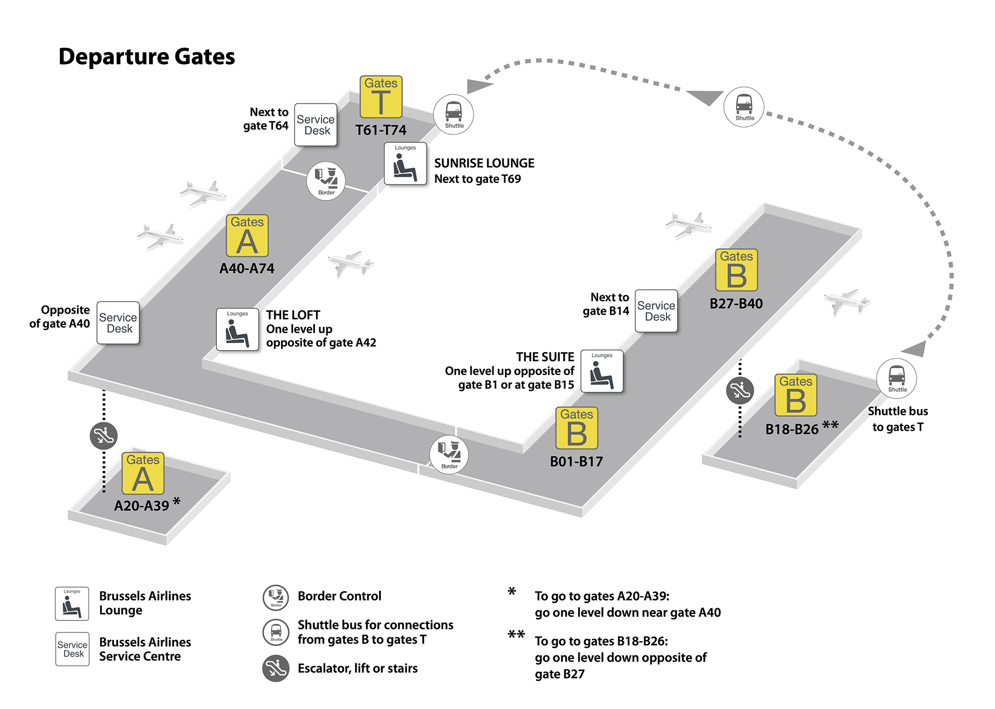 Brussels airport departure map
