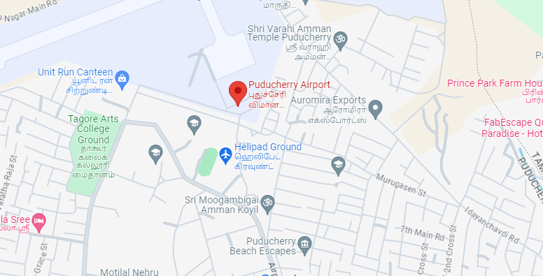 Map of Nearest Airports Arunachalam