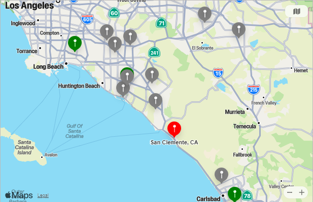 Map of Closest Airports San Clemente, California