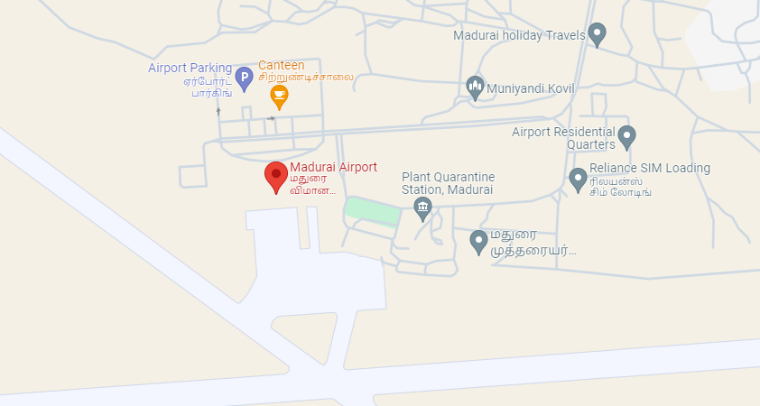 Map of Nearest Airports Rameswaram, Tamil Nadu