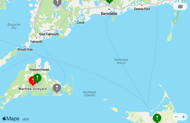 Map of Closest Airports Martha's Vineyard