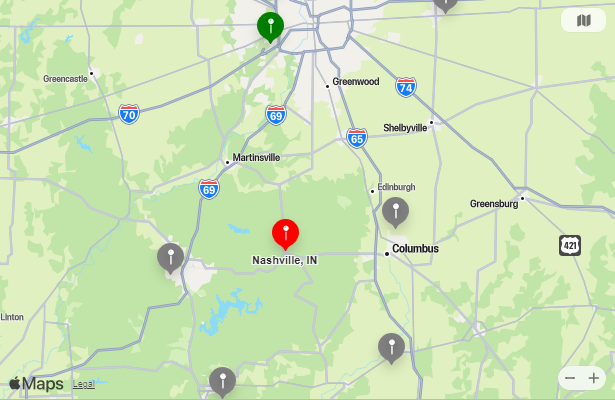 Map of Closest Airports Nashville, Indiana