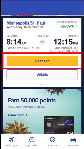 southwest check in mobile app
