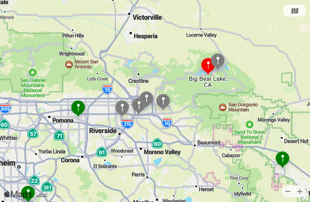 Map of Closest Airports Big Bear Lake