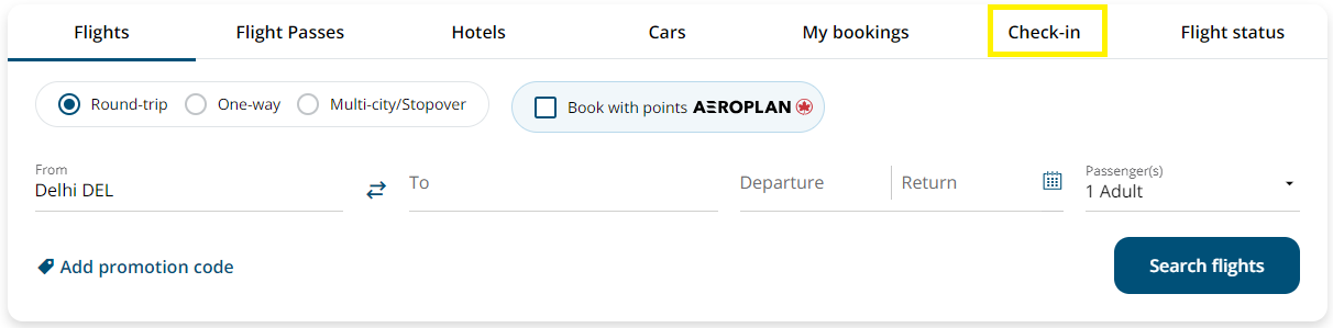 how to web check in air canada