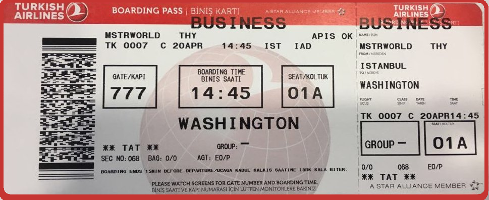 Turkish Airlines Boarding Pass