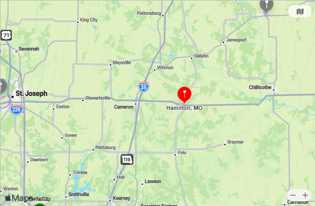 Map of Closest Airports Hamilton, Missouri