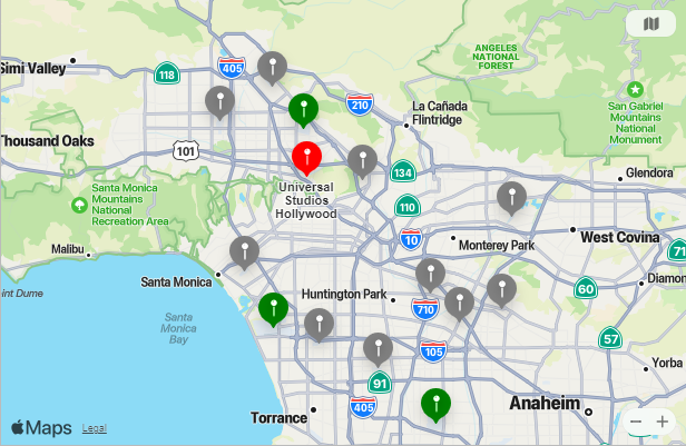 Map of Closest Airports Universal Studios Hollywood