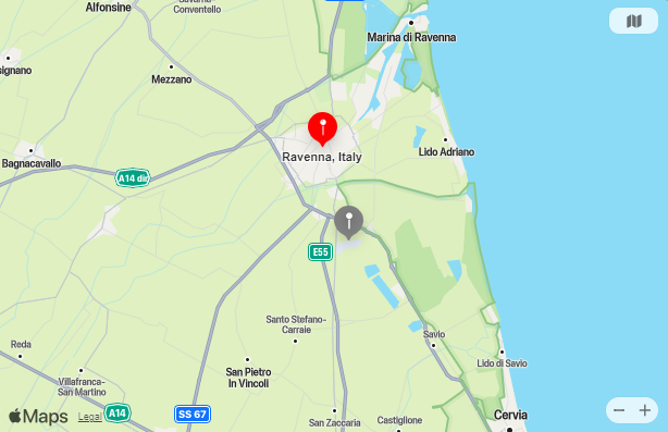 Map of Closest Airports Ravenna, Italy