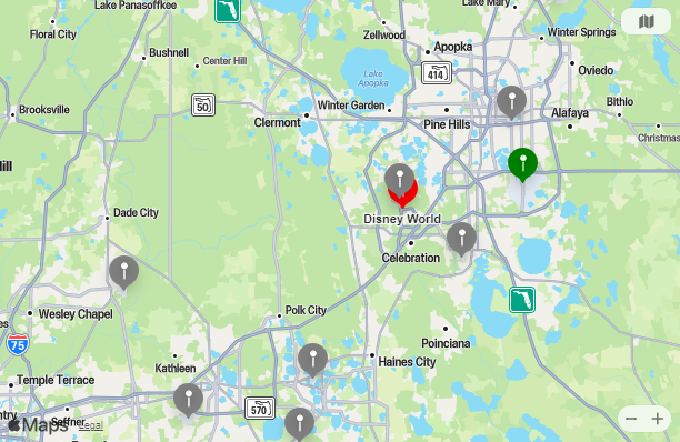 Map of Closest Airports Disney World, Florida