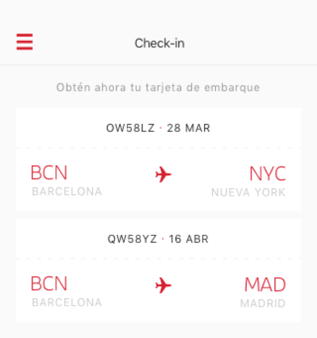 Iberia Airlines Check In via Mobile App
