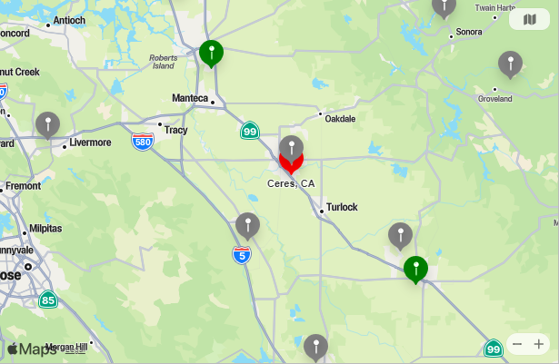 Map of Closest Airports Ceres, California