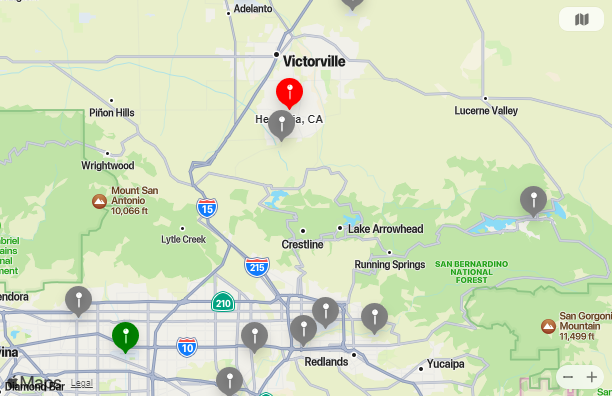 Map of Closest Airports Hesperia, California