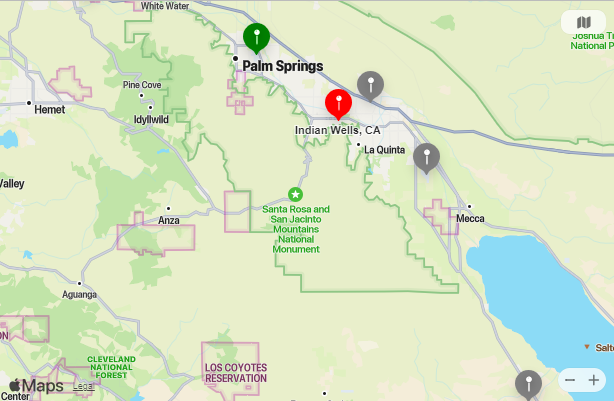 Map of Closest Airports Indian Wells, California