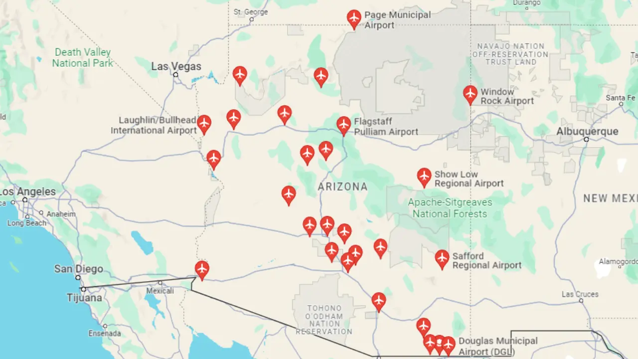 Map of Arizona Airports